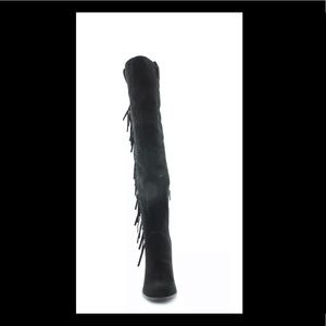 Knee High Fringe Boots Leather Carlos Santana
